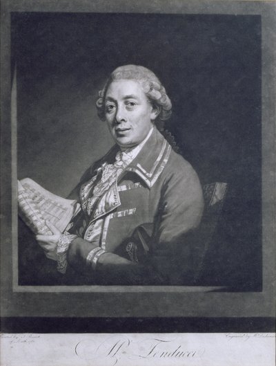 Portret van Giusto Ferdinando Tenducci (c.1735-90), Italiaanse castraat, gegraveerd door William Dickinson (1746-1823), 1782 door Thomas Beach