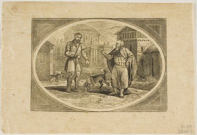 Fabel: Een man gebeten door een hond door Thomas Bewick