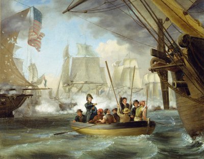 Commodore Perry bij de Slag om Lake Erie door Thomas Birch