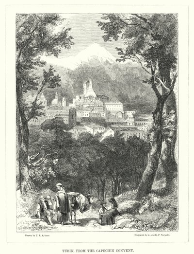 Turijn, vanaf het Kapucijnenklooster (gravure) door Thomas Brabazon Aylmer