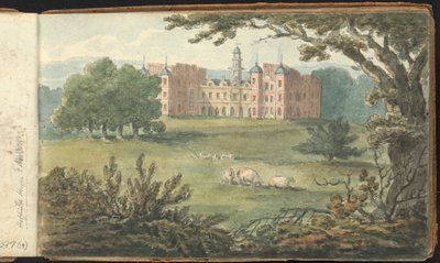Album van landschap- en figuurstudies: Hatfield House door Thomas Bradshaw