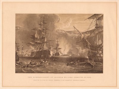 Het Bombardement van Algiers door Lord Exmouth in 1816, 1878 door Thomas Brown