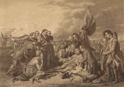 De dood van generaal Wolfe op de Hoogten van Abraham, Quebec, 13 september 1759 door Thomas Brown