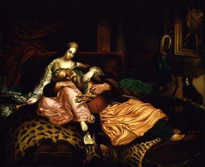 (Interieurscène met sultan en concubine) door Thomas Buchanan Read