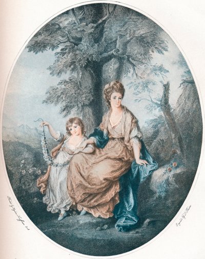 Lady Rushout en haar dochter, 1784, 1902 door Thomas Burke