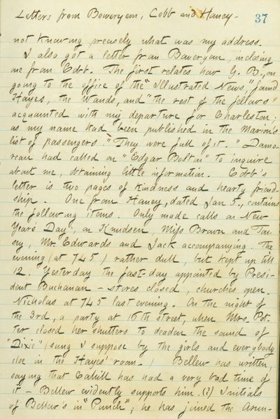 Dagboeken van Thomas Butler Gunn - Deel 15, pagina 44, 6 januari 1861 door Thomas Butler Gunn