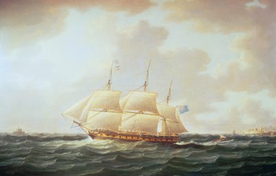 H.M.S. Minerva door Thomas Buttersworth