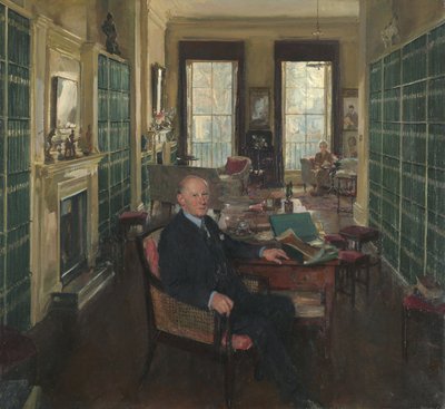 Sir Robert Witt in zijn bibliotheek op 32 Portman Square door Thomas Cantrell Dugdale