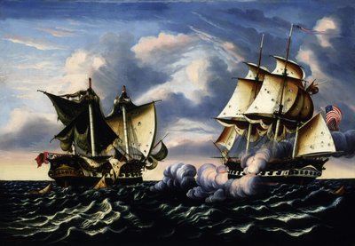 Kaping van H.B.M. fregat Macedonian door U.S. fregat United States, 25 oktober 1812 door Thomas Chambers
