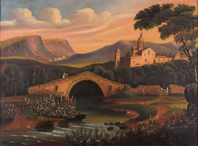 Italiaans Tafereel met Brug door Thomas Chambers
