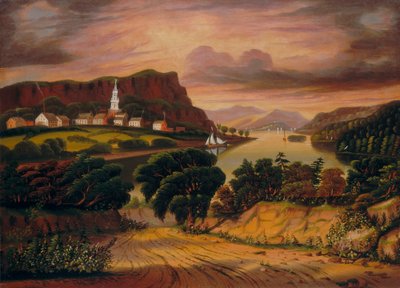 Meer George en het dorp Caldwell door Thomas Chambers