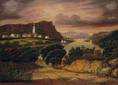 Lake George en het dorp Caldwell, midden 19e eeuw door Thomas Chambers