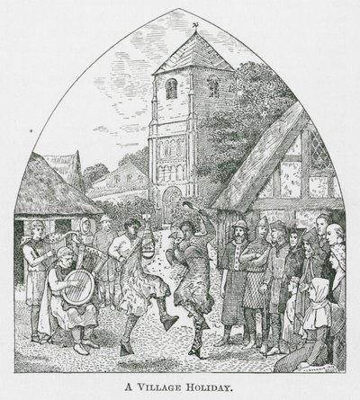 Een dorpsvakantie (litho) door Thomas Charles Barfield