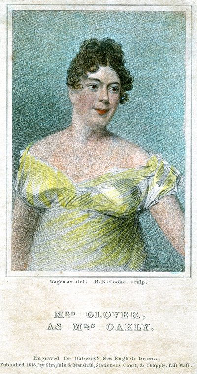 Mevrouw Clover, als Mevrouw Oakly, 1818 door Thomas Charles Wageman