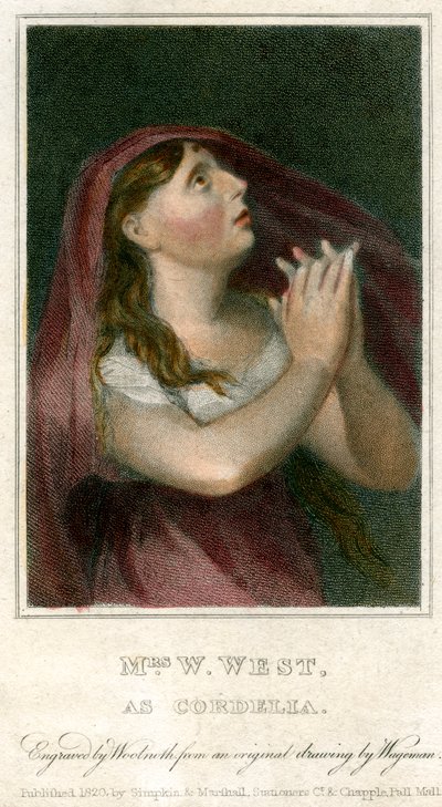 Mevrouw W West als Cordelia, 1820 door Thomas Charles Wageman