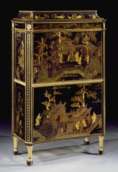 Gelakte secretaire voor dames, gemaakt voor Harewood House door Thomas Chippendale