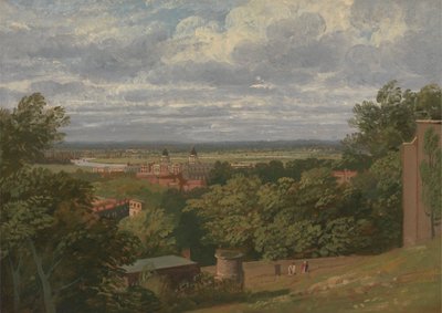 Greenwich Hospital vanaf het observatorium met een verre blik op Londen door Thomas Christopher Hofland