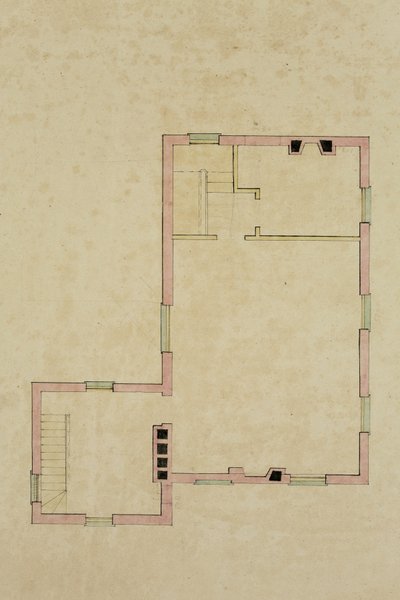 Plattegrond van de Tweede Verdieping van de Voorgestelde Villa in Catskill door Thomas Cole