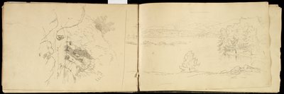 Hoosick of Saddle Mountain en meer bij Pittsfield, c.1832 door Thomas Cole
