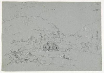 Huis in Mount Desert, ca. 1844 door Thomas Cole