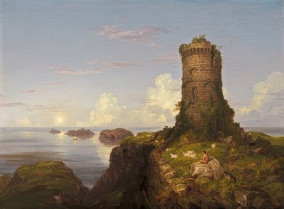Italiaanse kust met torenruïne. 1838 door Thomas Cole