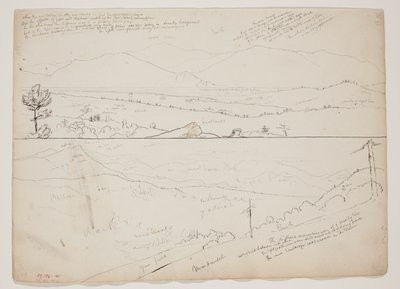 Uitzicht op de Ossipee Mountains; Uitzicht met verre bergen door Thomas Cole