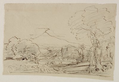 Vulkaan, Meer, Jachtfiguur, 1846-47 door Thomas Cole