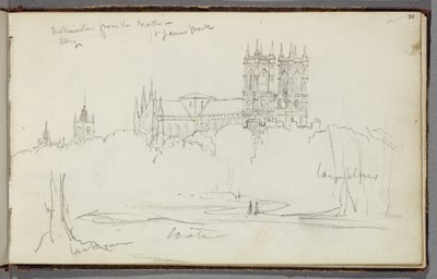 Westminster Abbey vanuit het noorden, St. James Park, ca. 1830 door Thomas Cole