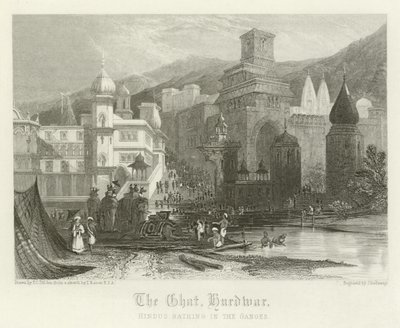 De ghat, Hurdwar, India door Thomas Colman Dibdin