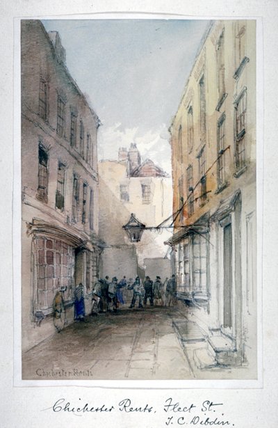 Uitzicht in Chichester Rents, Fleet Street, City of London door Thomas Colman Dibdin