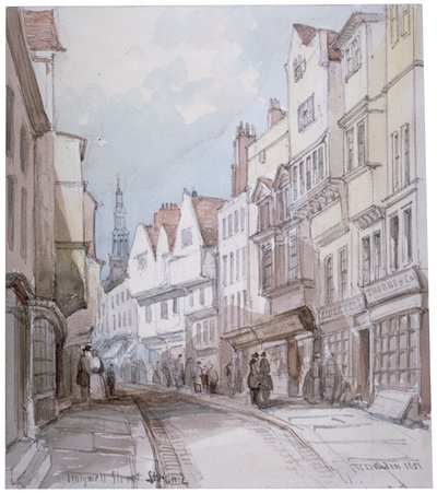 Uitzicht op Holywell Street, Westminster, Londen, 1851 door Thomas Colman Dibdin
