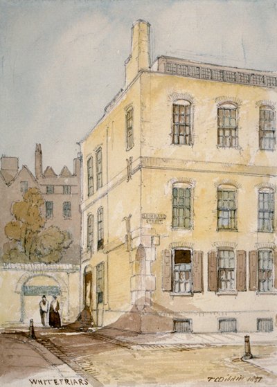 Uitzicht op Whitefriars met de hoek van Lombard Street, City of London, 1851 door Thomas Colman Dibdin