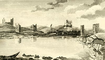 Noordelijk uitzicht op de ruïnes van Clomines, Co. Wexford door Thomas Cook
