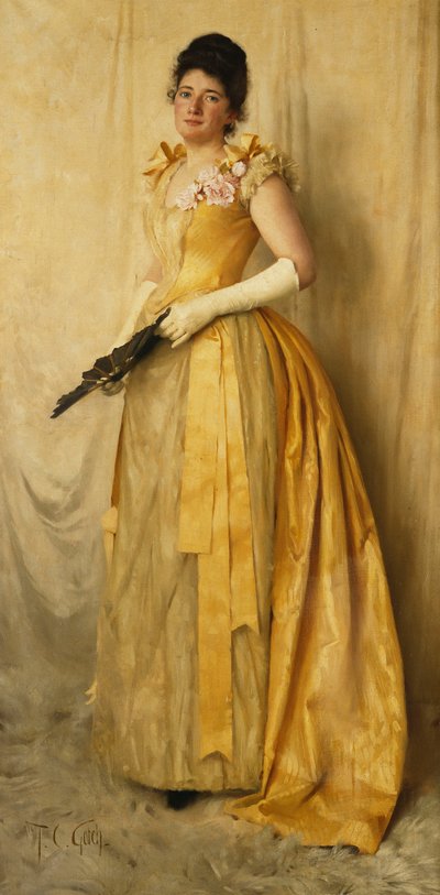 De dame in goud - Een portret van mevrouw, circa 1891 door Thomas Cooper Gotch