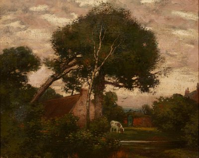 Landschap met vee dat drinkt door Thomas Corson Morton