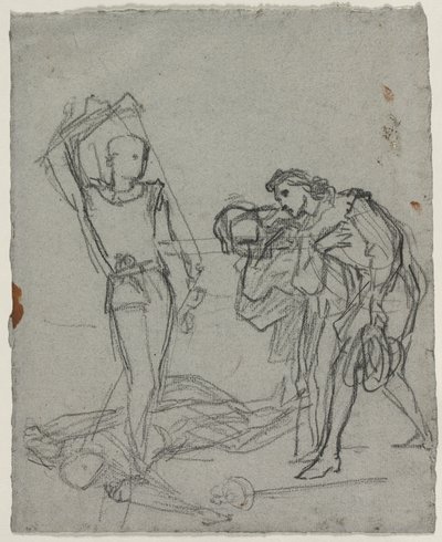 Duel na het gemaskerde bal (recto), ca. 1857 door Thomas Couture