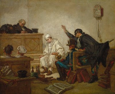 Pierrot in de strafrechtbank, c.1864-70 door Thomas Couture