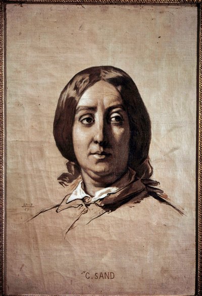 Portret van Georges Sand (1804-1876) (Aurore Dupin, Barones Dudevant) Franse schrijfster Tekening door Thomas Couture (1815-1879) 1859 Versailles, musee du chateau door Thomas Couture