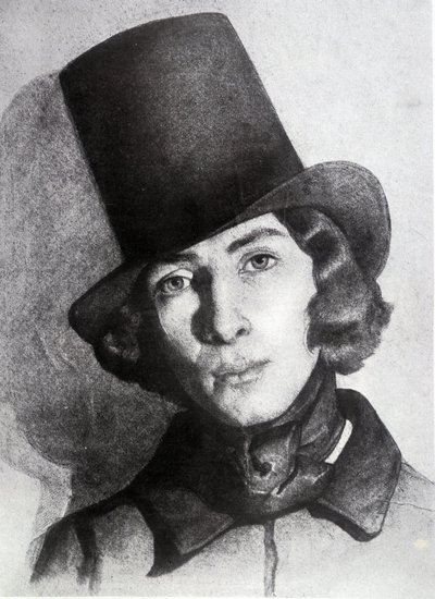 Portret van Maurice Sand (1823-1889), zoon van George Sand, 21 jaar oud - Ongedateerde tekening door Thomas Couture - deze tekening werd lange tijd beschouwd als die van zijn moeder George Sand door Thomas Couture