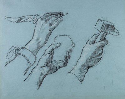 Trois Etudes de Mains (Drie studies van handen), c. 1876 door Thomas Couture