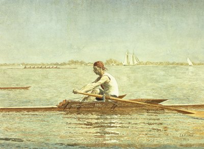 John Biglin in een enkele skiff, 1873 door Thomas Cowperthwait Eakins