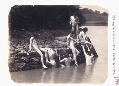 Studie voor het schilderij "Het Zwemgat", ca. 1883 door Thomas Cowperthwait Eakins