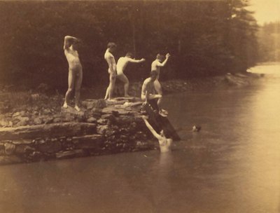 Studie voor het zwemgat door Thomas Cowperthwait Eakins