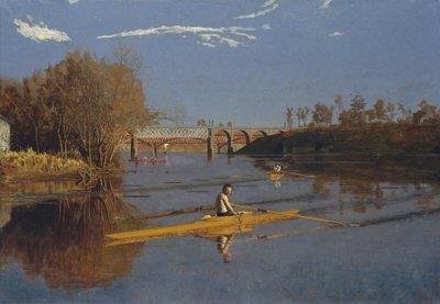 De kampioen enkel sculls (Max Schmitt in een enkele scull) door Thomas Cowperthwait Eakins
