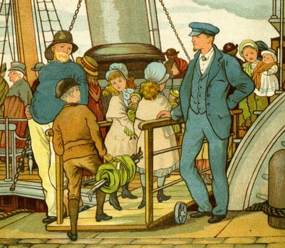 Het kanaal oversteken en aan boord gaan van de veerboot door Thomas Crane