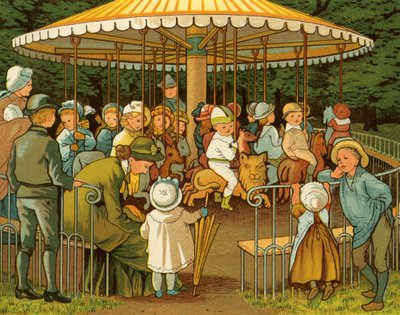 Draaimolen of carrousel in Parijs, Champs Elysées door Thomas Crane