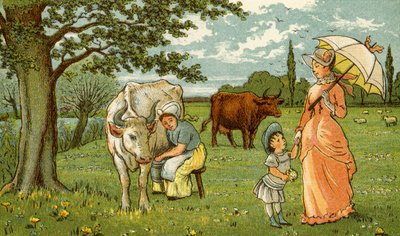 Koe melken voor chocolade en melk door Thomas Crane