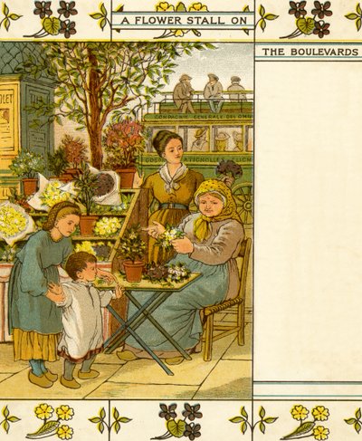Parijse bloemenkraam op een van de hoofdstraten door Thomas Crane