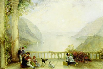 Figuren op een Balkon, waarschijnlijk in Westpoint door Thomas Creswick