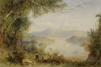 Uitzicht op de Hudson River door Thomas Creswick